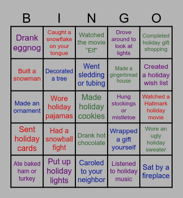 Holiday BINGO Card