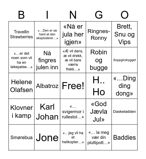 En harrytazz jul Bingo Card