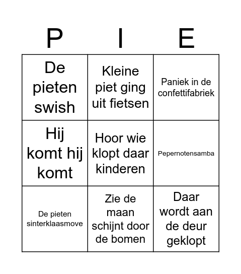 Sinterklaas bingo! Bingo Card