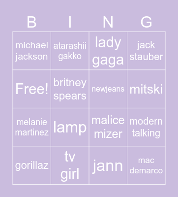 how similar is our music taste?? Bingo Card