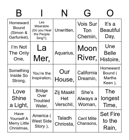 Take It Easy kerstbingo Card
