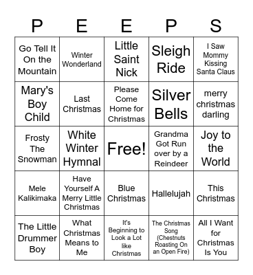 Peep Christmas Bingo Card