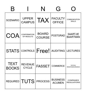 COLLEGE OF ACCOUNTING Bingo Card