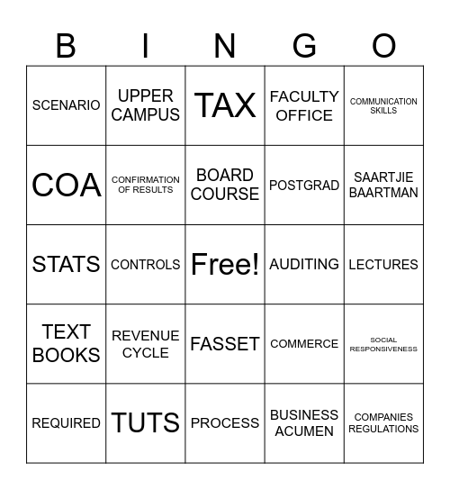 COLLEGE OF ACCOUNTING Bingo Card