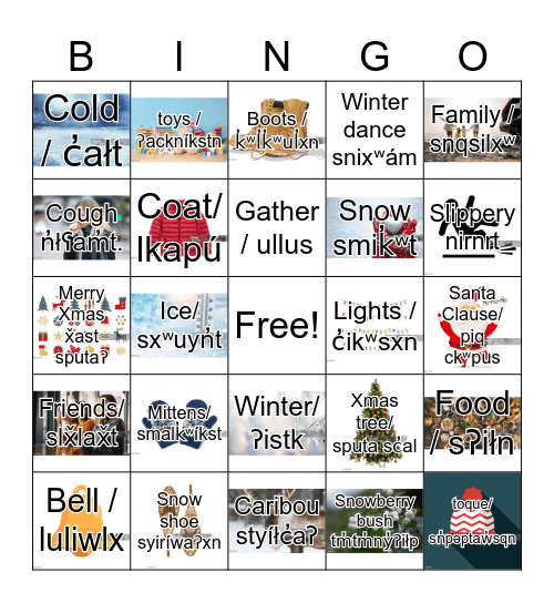 Winter Sqilxʷ Bingo Card