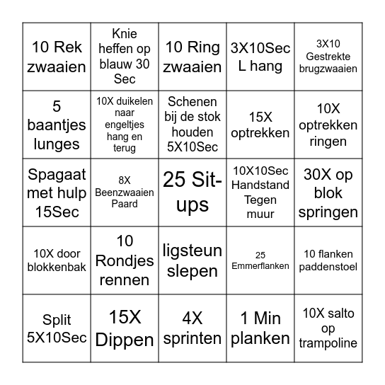 Microsoft Word  Bingo Card