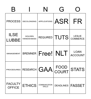 COLLEGE OF ACCOUNTING Bingo Card