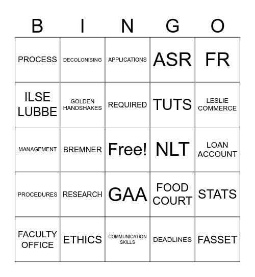 COLLEGE OF ACCOUNTING Bingo Card