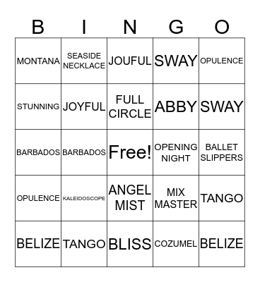 BLINGO BINGO Card