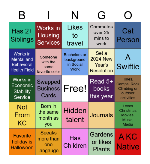InCoLab Holiday Bingo Card