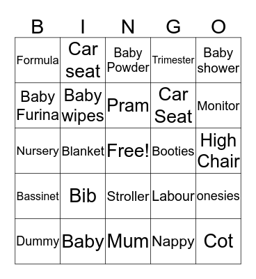 Joanna's Baby Shower Bingo Card