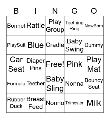 Joanna's Baby Shower Bingo Card