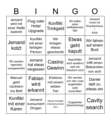 Florida Roadtrip 2023 Bingo Card