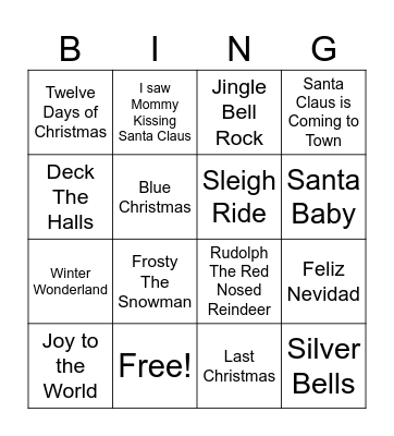Christmas Music Bingo Card