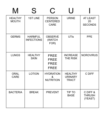 IP: MSU #2 Bingo Card