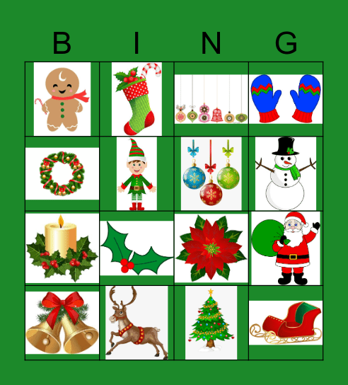 Christmas Vocabulary Bingo Card