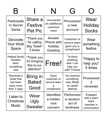 Holiday Bingo Card