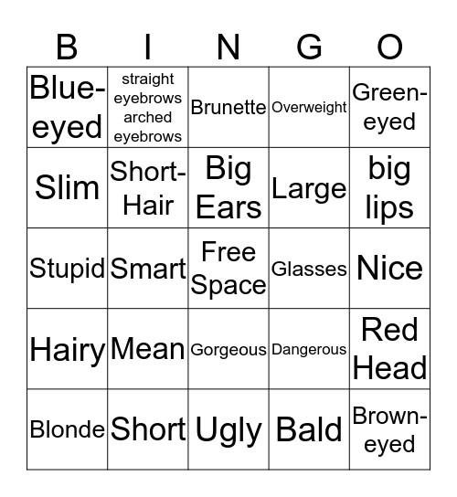 Description Bingo Card