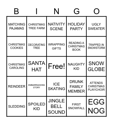 CHRISTMAS MOVIE BINGO Card