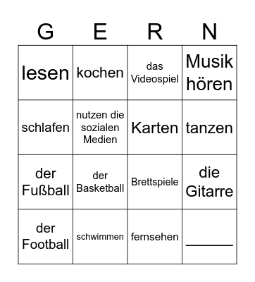 Was machst du gern? Bingo Card