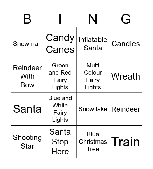 Christmas Light Bingo Card