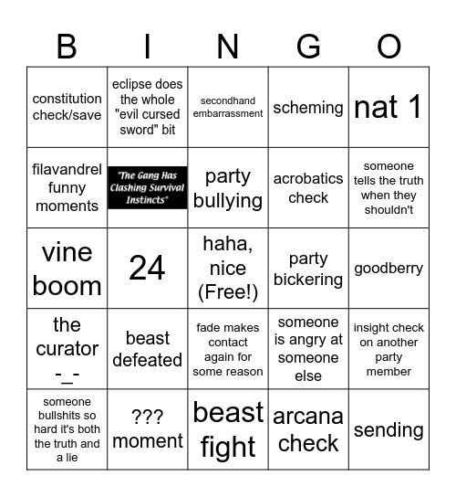 session 69 babey!!!!! (btv) Bingo Card