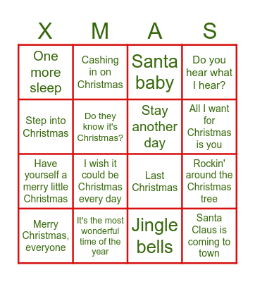 Engagement Team Christmas Bingo Card