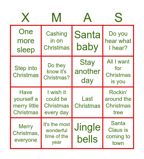 Engagement Team Christmas Bingo Card
