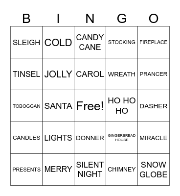 Holiday BINGO Card