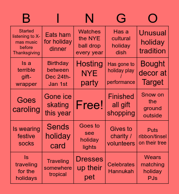 Round 2: Holiday Bingo Card