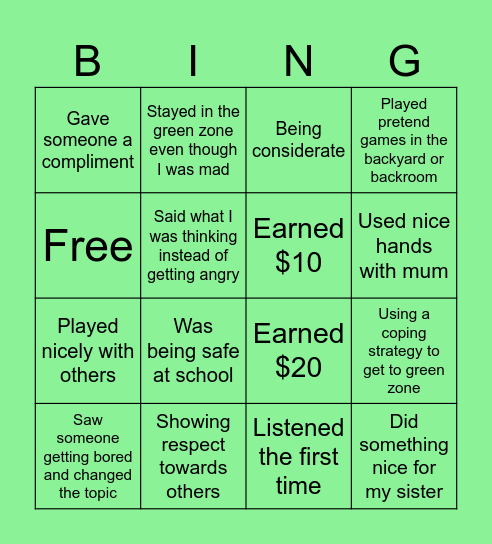 Feel Good Bingo Card