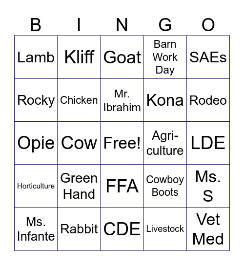 FFA Bingo! Bingo Card