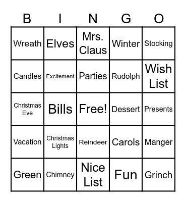 Christmas Bingo Card