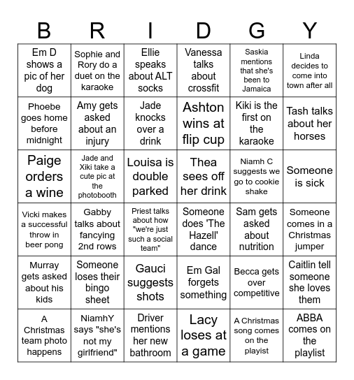 Bridgy Bees Xmas Bingo 2023 Bingo Card
