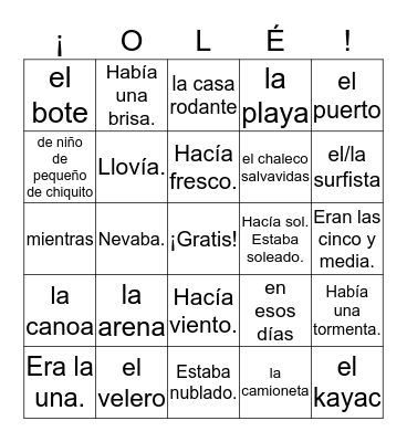 Lago 3 Unit 1 Lists 9 - 13 Bingo Card