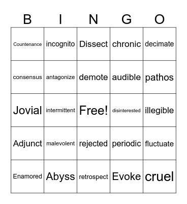 Word Choice! Bingo Card