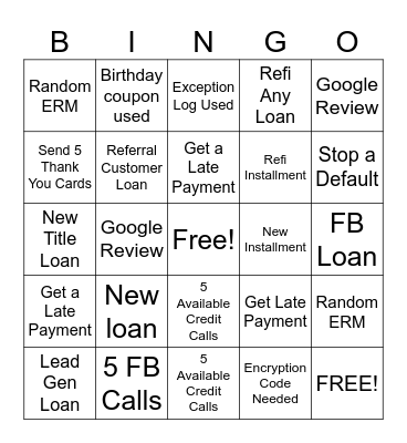 December Bingo Card
