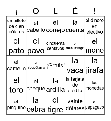 Lago 3 Unit 2 Listas 4 - 6 Bingo Card