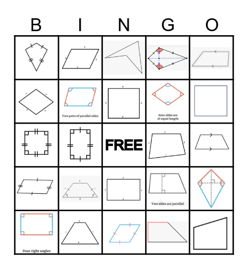 Quadrilaterals Bingo Card