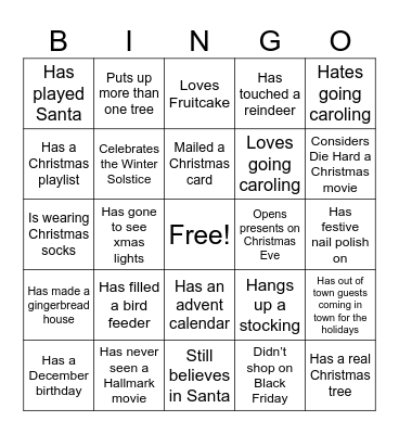 Jingle Mingle Bingo Card