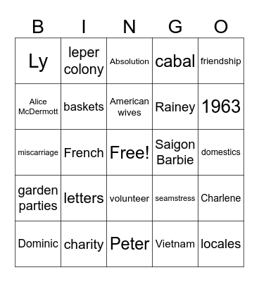 Absolution Bingo Card