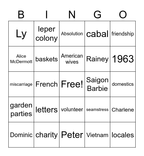 Absolution Bingo Card
