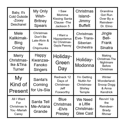 Pet Savers: Holiday Music Bingo Card