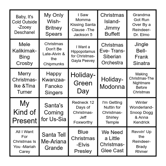 Pet Savers: Holiday Music Bingo Card