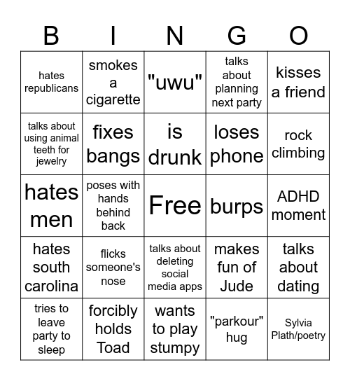 Amanda Bingo Card