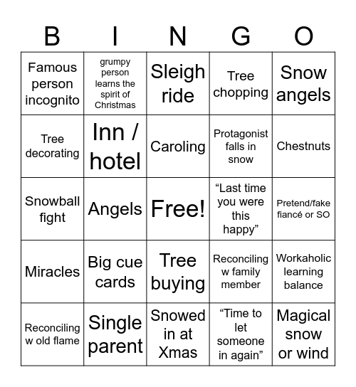 Christmas Movie Bingo Card