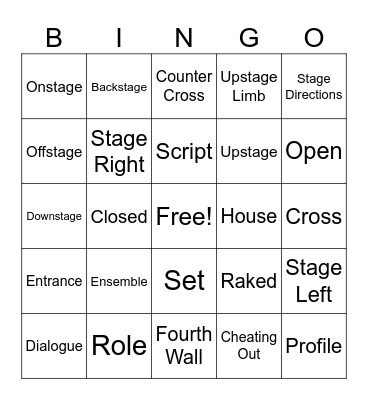 Theater/Drama Vocabulary Bingo Card