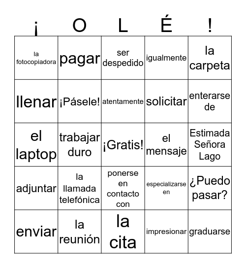 Lago 4 Unit 1 Lists 9 - 12 Bingo Card