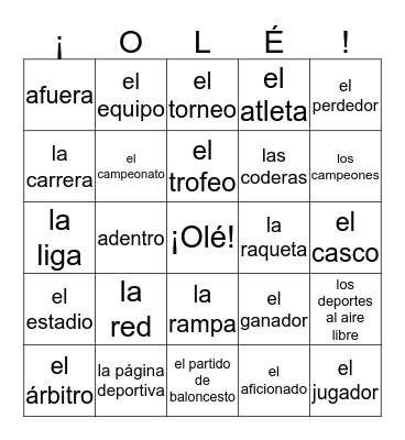 Lago 4 Unit 2 Lists 1 - 4 Bingo Card