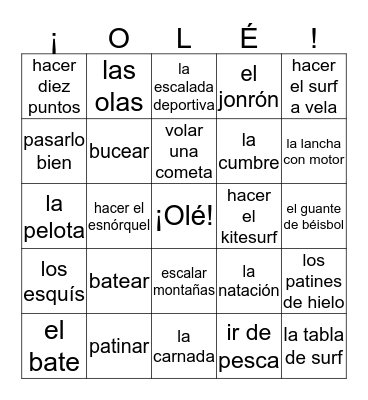 Lago 4 Unit 2 Lists 5 - 9 Bingo Card